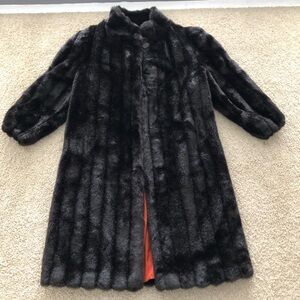 Vintage Textured Faux Fur Coat Size 10 Chocolate Brown. Saxton Hall 1975.